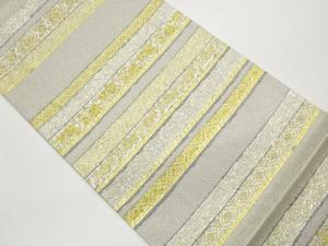 紙布横段に花唐草模様織出し袋帯